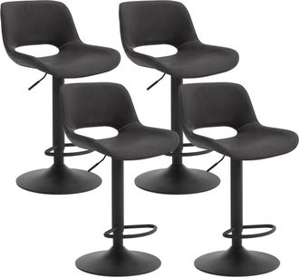 Woltu Woltu - 4x Taburetes De Cocina. Taburetes Giratorios Y Regulables En Altura Con Reposapi&eacute;s. Taburetes Altos Revestidos En Polipiel Con Respaldo Para B
