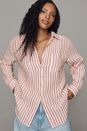 Pilcro Hadley 100% Cotton Striped Buttondown Shirt