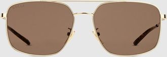 Gucci Specialized Fit Navigator Sunglasses, Gold