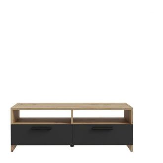 OEM Bigbuy Pilvi Mueble Tv Roble Natural Y Negro 95 Cm