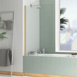 Aurlane Aurlane - Mampara De Ba&ntilde;era 80x140cm - Perfil Acabado Oro Cepillado -elementary