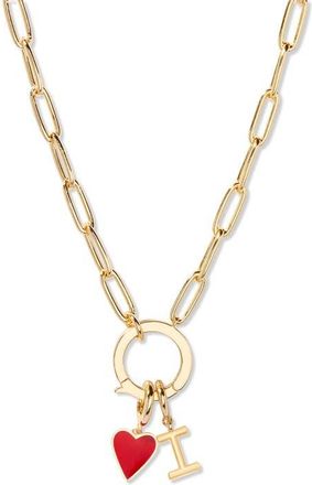 Brook & York Cameron Initial Heart Charm Necklace in Gold I at Nordstrom