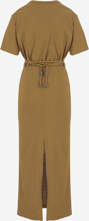 Pinko Womens Cotton Dress With Cut-Out Detail - Bronze