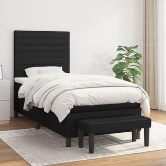 vidaXL Vidaxl - Cama Box Spring Con Colch&oacute;n Tela Negro 90x190 Cm