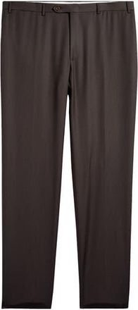 Canali Regular Fit Flat Front Wool Dress Pants in Dark Brown at Nordstrom Rack, Size 58 Eu