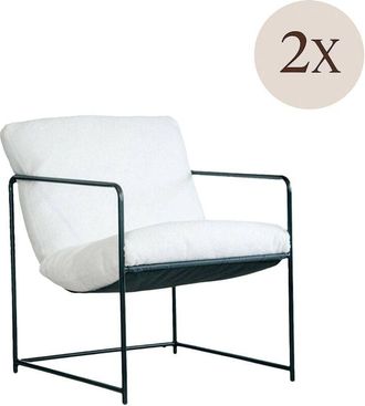 Dmora Dmora - Sillón de álamo, Sillón tapizado en tejido bouclé, Silla acolchada, Asiento con reposabrazos de metal, 61x67h75 cm, Blanco, con embalaje