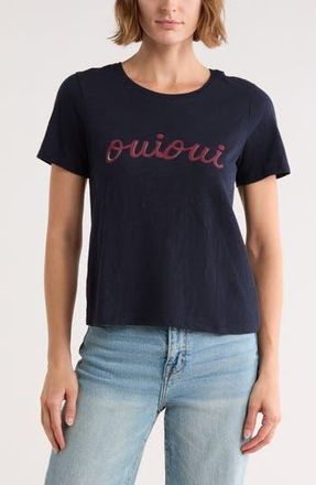 Cinq &agrave; Sept Script Oui Oui T-Shirt in Navy/Wineberry at Nordstrom Rack, Size Xx-Small
