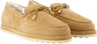 Tod's Womens Gomma Loafers - Tods Leather Brown Calfskin Shoes Flat-Shoes