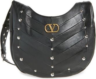 Valentino Garavani Hoboho Patchwork Leather Hobo Bag in Black at Nordstrom
