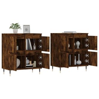 Berkfield Home Sideboards 2 pcs Smoked Oak Engineered Wood in Brown