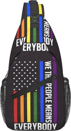 Generic Pride Rainbow Gay We The People Means Everybody Sling Bag With Zipper Shoulder Bag Anti Theft Backpack For Shopping Men Traveling