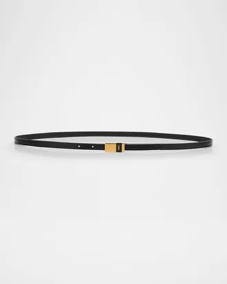 Saint Laurent Embossed Leather Skinny Belt