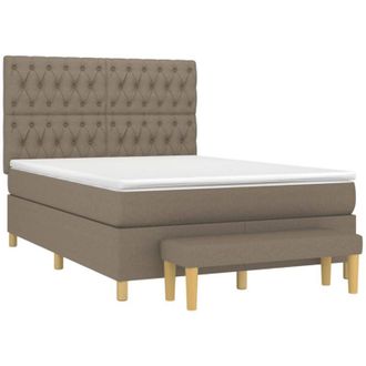 vidaXL Cama Box Spring Con Colch&oacute;n Tela Gris Taupe 140x200 Cm Vidaxl
