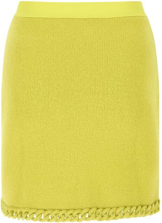Bottega Veneta Womens Acid Green Wool Mini Skirt 7275 Exterior: Gonne