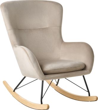Beliani Beliani - Silla Mecedora Tapizada En Terciopelo Beige Patas De Metal Patines De Madera Estilo Moderno Ellan