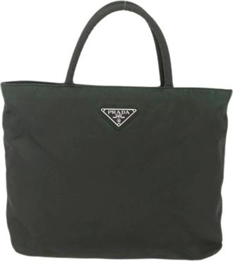 Prada Pre-owned Tote Bags, female, Green, Size: ONE SIZE Pre-owned Nylon Tote Bag