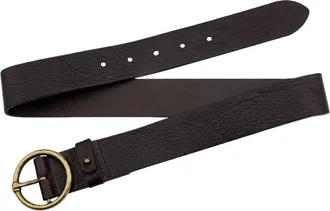 Amsterdam Heritage Womens Vintage Round Buckle Leather Belt In Chocolate Brown