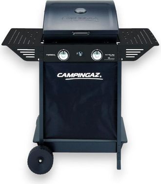 Campingaz Barbecue a gas 2 bruciatori in acciaio con ruote e coperchio con termometro xpert 100 l plus