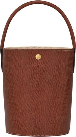 Longchamp Neutrals Cuir De Russie Textured Leather Bucket Bag