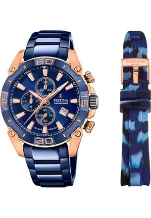 Festina F20711-1 Mens Chrono Bike Watch and Strap Gift Set - Rose Gold - One Size