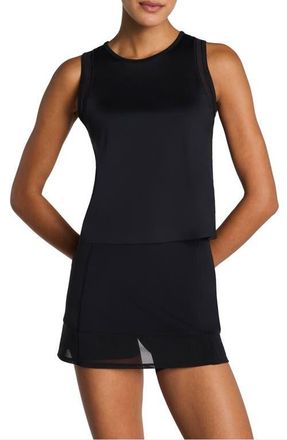 Spanx Crewneck Mesh Tank in Very Black at Nordstrom, Size X-Small