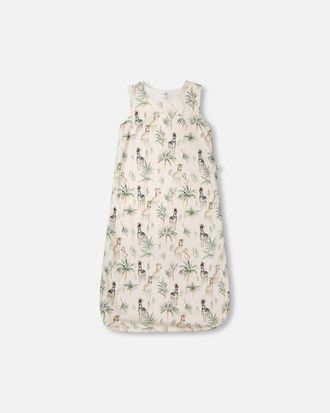 Deux par Deux Organic Cotton Jersey Muslin Zebra Printed Sleep Sack in Beige Zebra Print at Nordstrom, Size 18-24M