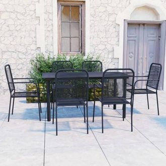 Berkfield Home 7 Piece Garden Dining Set Black Glass & Steel