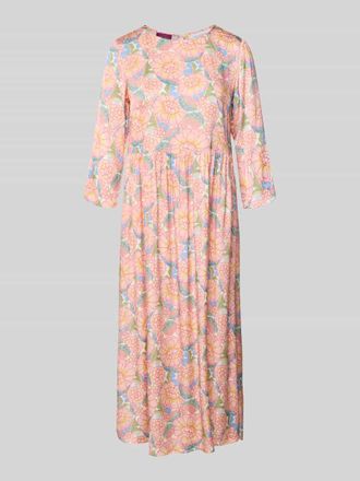 Rich & Royal Midikleid aus Viskose mit Rundhalsausschnitt in Rosa, Gr&ouml;&szlig;e 38