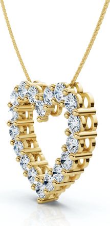 Pompeii3 4Ct Diamond Heart Pendant 14k Gold Lab Grown 1 1/10 Tall 18 Necklace