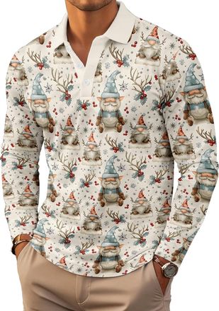 Generic Mens Polo Shirt Regular Fit Casual Golf Long Sleeve Collared T-Shirts Funny Casual Christmas Shirt Xmas Gifts (UK, Alpha, 4XL, Regular, Regular, Style