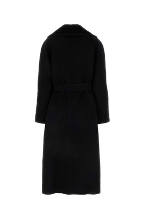 Fendi Womens Black Wool Blend Coat Exterior: Silk Cappotti