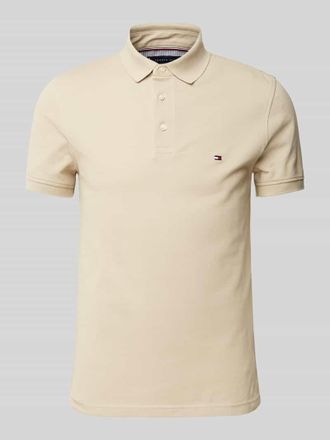 Tommy Hilfiger Slim Fit Poloshirt mit Logo-Stitching Modell 1985 in Beige, Gr&ouml;&szlig;e XXL