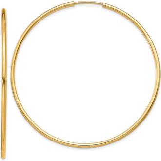 Diamond2Deal 14k Yellow Gold 1.50mm Polished Round Hoop Earrings 50 mm