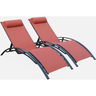 Sweeek Set 2 lettini prendisole in alluminio textilene multiposizione