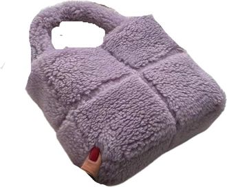Generic Womens Plush Bags Furry Handbag Womens Handheld Bag Boulder Daily Matching Accessory(Purple)