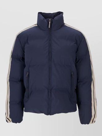 Palm Angels logo stripe track down jacket high collar