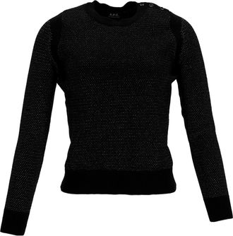 A.P.C. A. P.C. Glittered Button-Embellished Sweater in Black Merino Wool