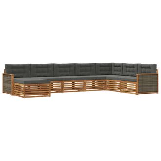 vidaXL Conjunto De Sof&aacute;s De Exterior 8 Pcs Natural Y Antracita Vidaxl
