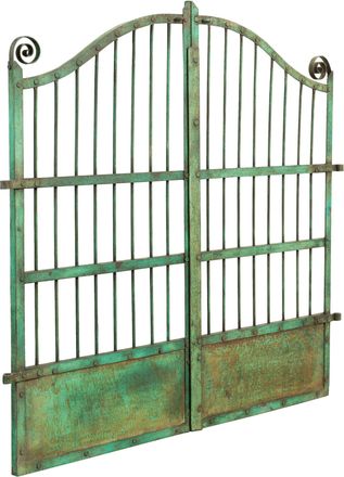 Biscottini International Puerta Exterior De Hierro Forjado 115x115x5 Cm Puerta Con Acabado Antiguo Puerta Exterior De Jard&iacute;n De Pieza &Uacute;nica Verde