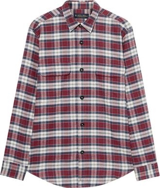 Brooks Brothers Geruite katoenen flanellen overshirt met klepzakken - Heren - Casual Overhemden - Rood - 2XL - Katoen - Overhemden