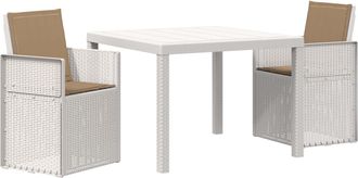 vidaXL Conjunto De Comedor De Jard&iacute;n 3 Uds. Blanco Y Topo Pp Vidaxl