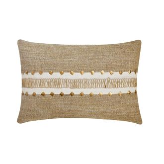 OEM Funda De Almohada Lumbar Homecentric Beige De 30 X 66 Cm, Encaje De Yute Y Lino, Lentejuelas Hechas A Mano, Estampado De Color Liso, Estilo Moderno - 