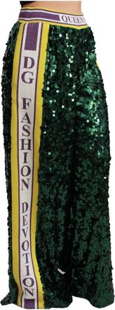 Dolce & Gabbana Queens Angel Pants - Dames - Wijde Broeken - Groen - 2XS - Polyester - Broeken
