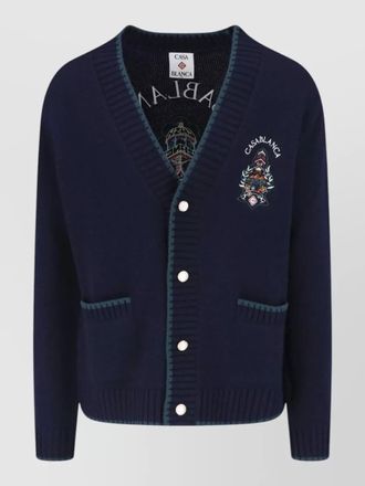 Casablanca embroidered jacket v neckline ribbed trim