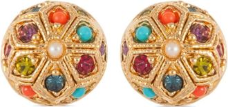 Susan Caplan Vintage 1990s DOrlan crystal-embellished clip-on earrings - women - 22kt Gold Plated Brass/Plastic/Swarovski Crystal - One Size