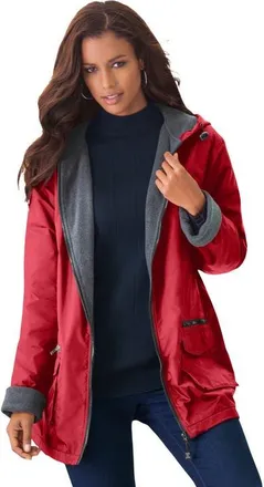 Roaman's Plus Size Hooded Nylon Jacket in Antique Strawberry at Nordstrom, Size 6X