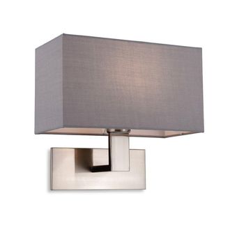 Netlighting Raffles Wall Lamp Brushed Steel with Rectangle Grey Shade