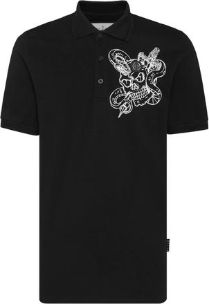 Philipp Plein Slim Fit Polo Shirt Snake - Heren - Polos - Zwart - 4XL - Katoen - Tops