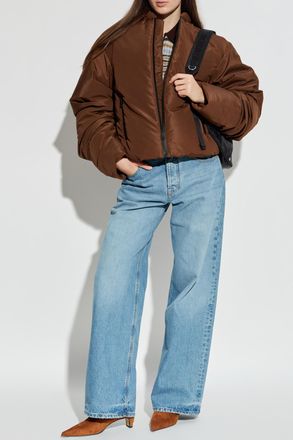 Khrisjoy Insulated Jacket With Ruched Sleeves, Womens, Brown