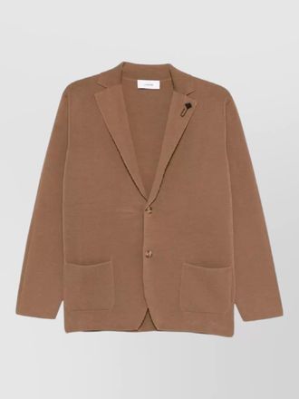 Lardini mens knit jacket front pockets lapel